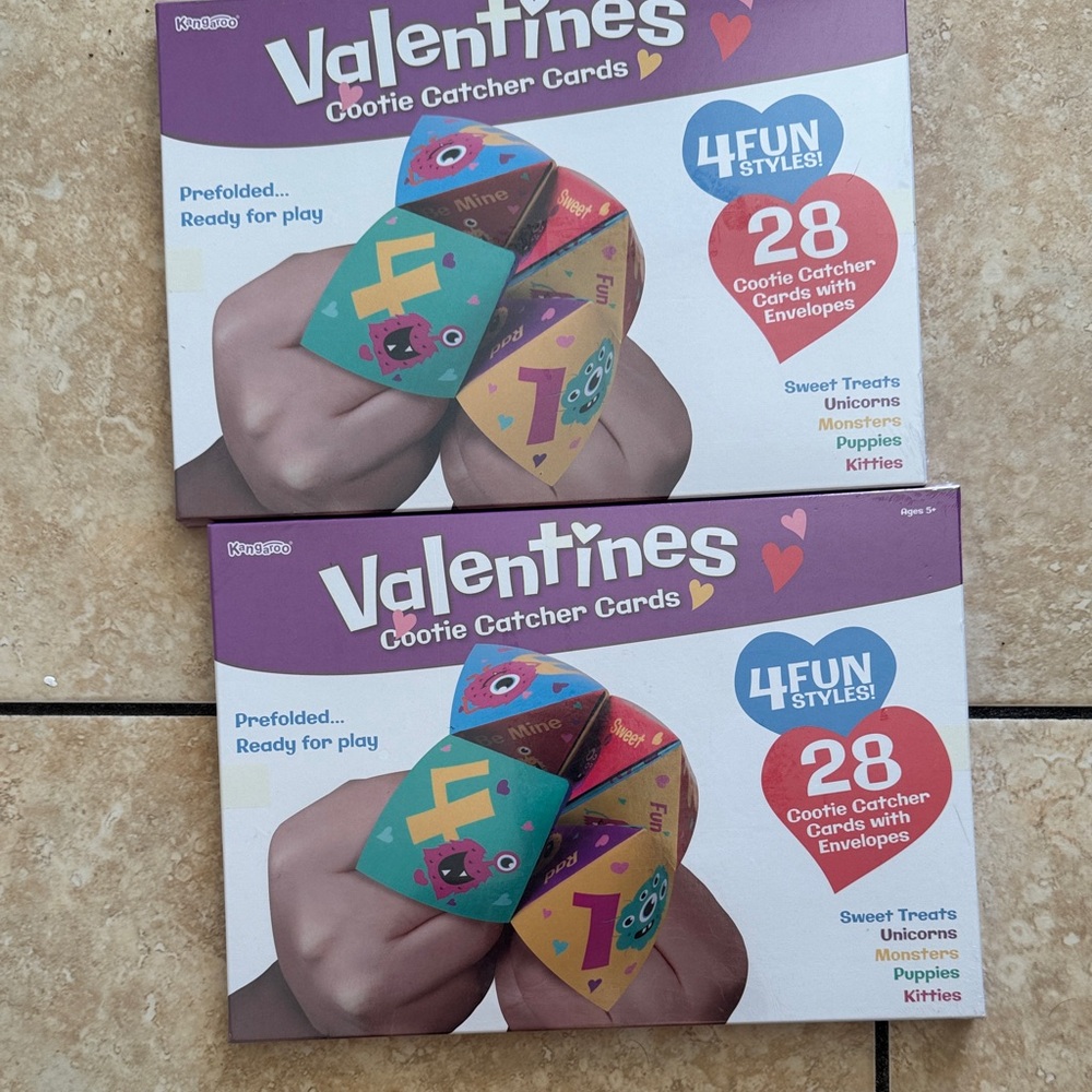 2x Valentines Cootie Catcher Cards set